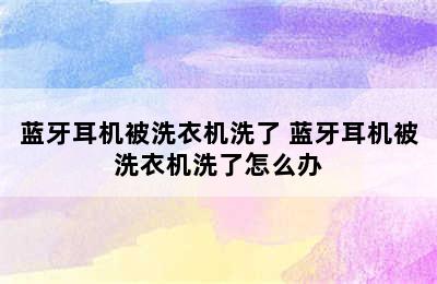 蓝牙耳机被洗衣机洗了 蓝牙耳机被洗衣机洗了怎么办